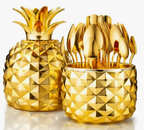 JUEGO CUBIERTOS 24 PIEZAS ACERO INOXIDABLE DECORATIVOS PIÑA