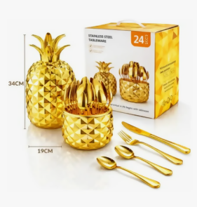 JUEGO CUBIERTOS 24 PIEZAS ACERO INOXIDABLE DECORATIVOS PIÑA
