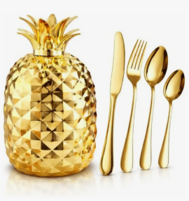 JUEGO CUBIERTOS 24 PIEZAS ACERO INOXIDABLE DECORATIVOS PIÑA