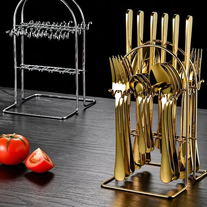 JUEGO CUBIERTOS MESA SET 24 PIEZAS 6 PUESTOS ACERO PREMIUM