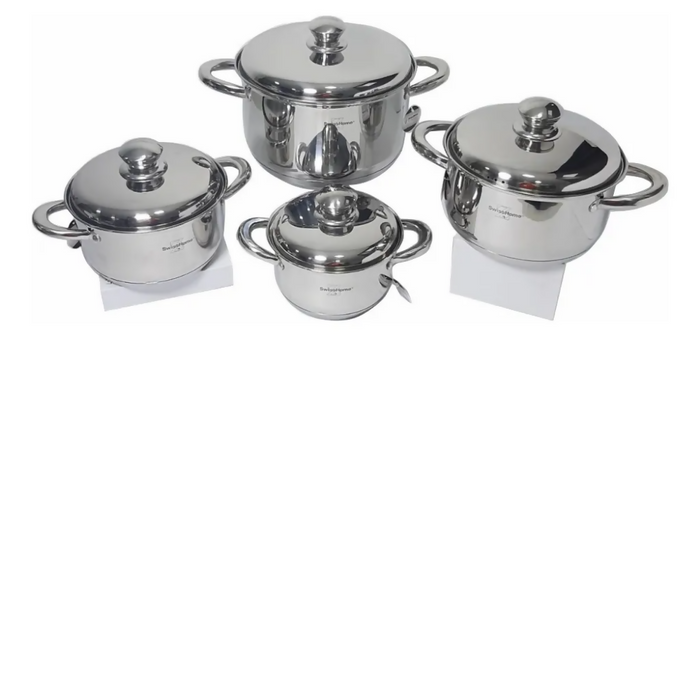JUEGO DE OLLAS ACERO QUIRÚRGICO SWISSHOME 12 PIEZAS PLATEADO