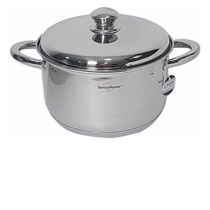 JUEGO DE OLLAS ACERO QUIRÚRGICO SWISSHOME 12 PIEZAS PLATEADO