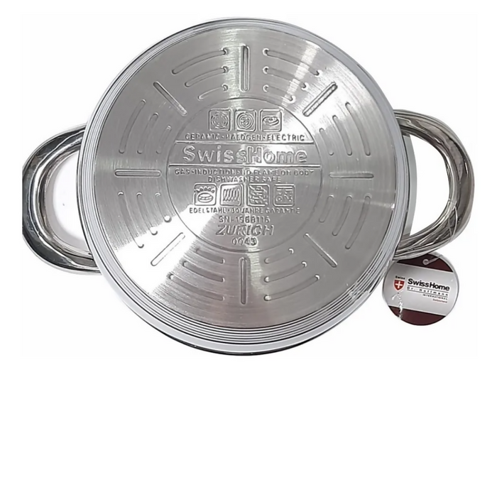 JUEGO DE OLLAS ACERO QUIRÚRGICO SWISSHOME 12 PIEZAS PLATEADO
