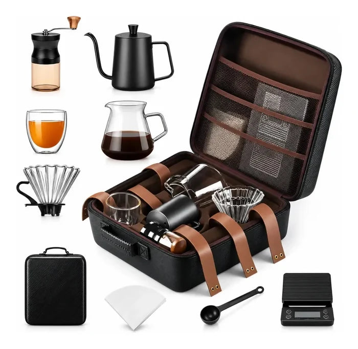 KIT CAFÉ PORTÁTIL MOLINO MANUAL GOTEO CUELLO CISNE 600ML