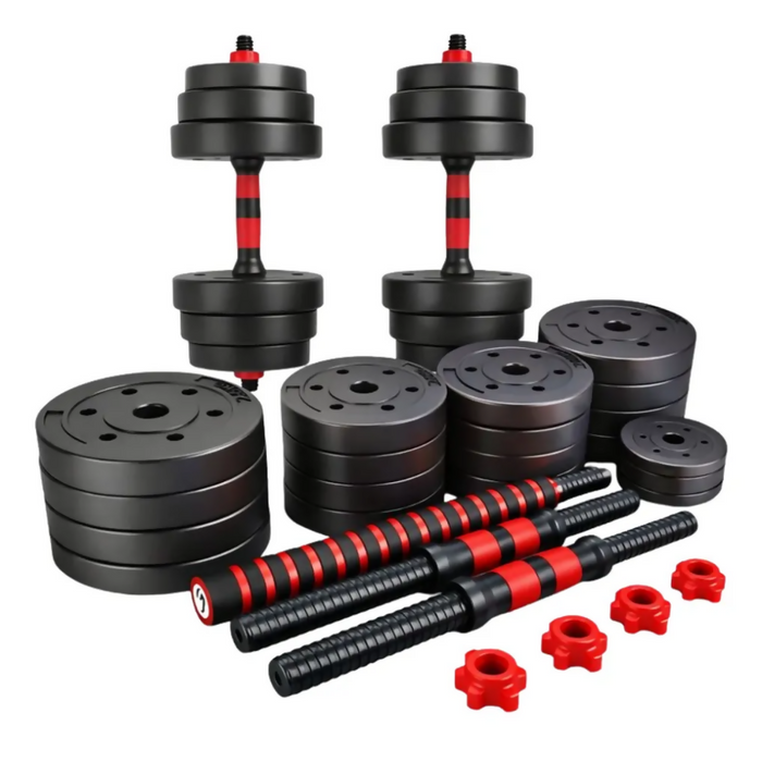 KIT PESAS EJERCICIO MANCUERNA JUEGO PESAS 40KG 80 LBS BARRA NEGRO