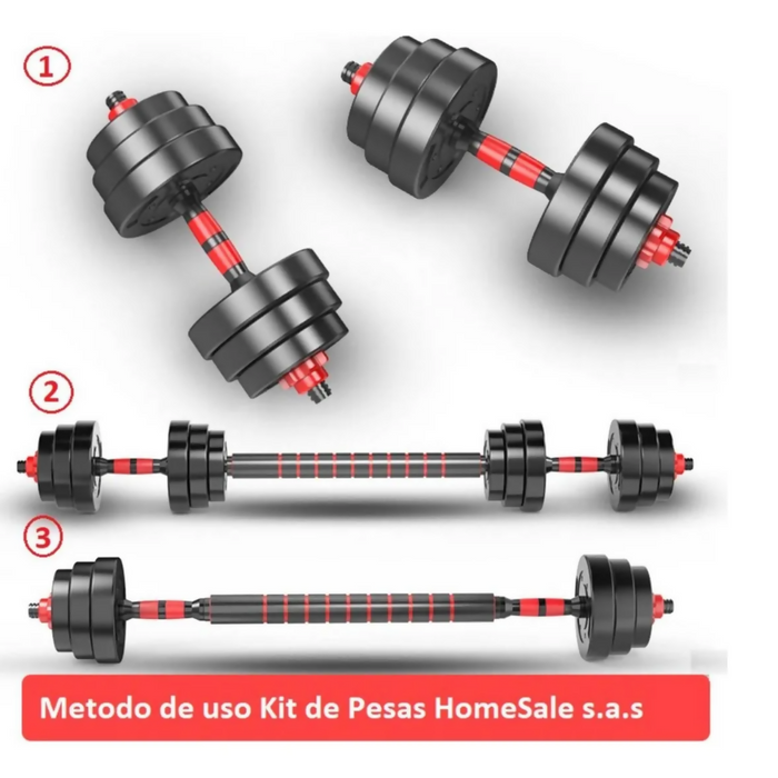 KIT PESAS EJERCICIO MANCUERNA JUEGO PESAS 40KG 80 LBS BARRA NEGRO