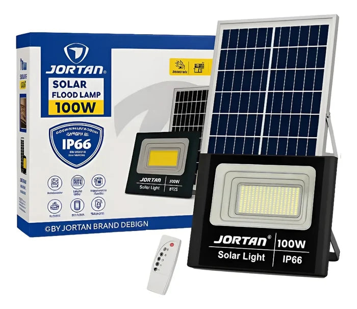 LÁMPARA REFLECTOR SOLAR 100W LED EXTERIOR IP66 PANEL SOLAR