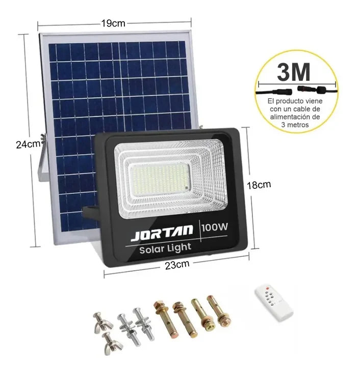 LÁMPARA REFLECTOR SOLAR 100W LED EXTERIOR IP66 PANEL SOLAR