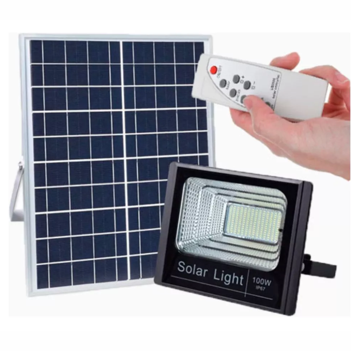 LÁMPARA SOLAR LED CON CONTROL REMOTO 100W IMPERMEABLE CL750S