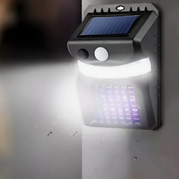 LÁMPARA SOLAR MATA ZANCUDOS MOSQUITOS INSECTOS EXTERIORES NEGRO