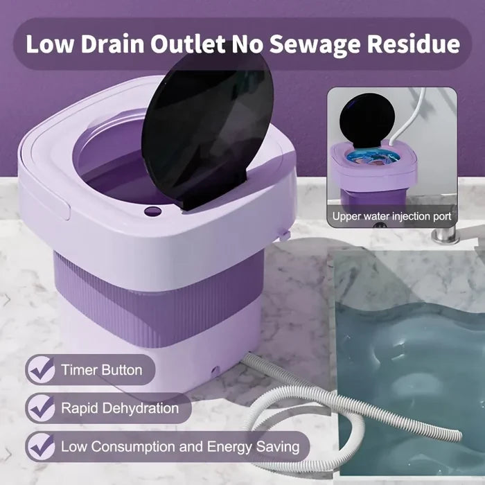 LAVADORA PLEGABLE CON DESAGÜE Y CENTRIFUGADO 10 LITROS 60W