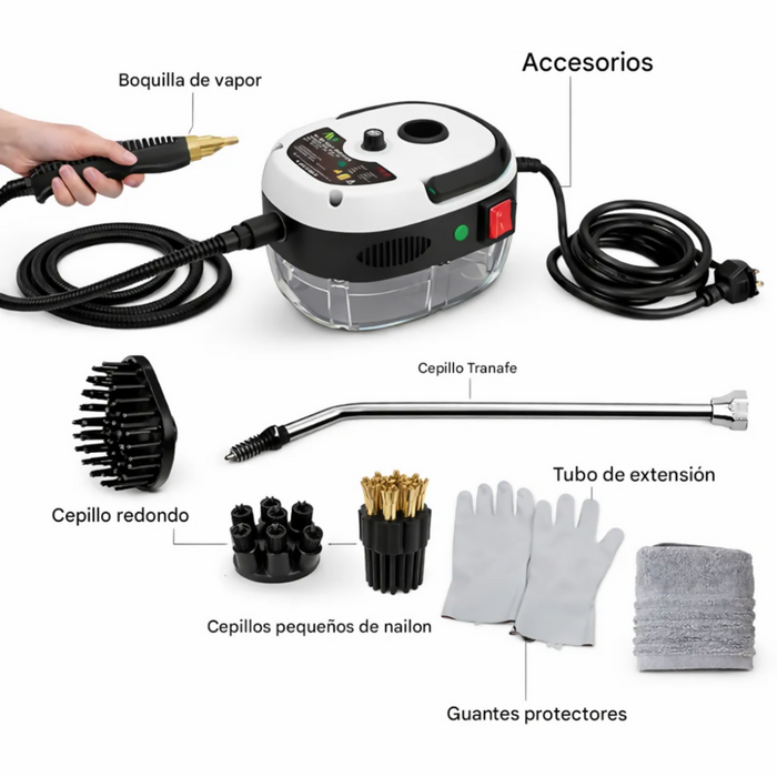 LIMPIADOR A VAPOR ELÉCTRICO DE ALTA PRESIÓN 2500W PORTÁTIL PARA HOGAR Y COCINA
