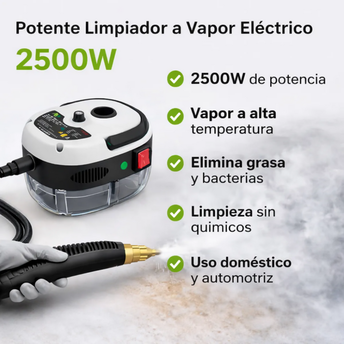 LIMPIADOR A VAPOR ELÉCTRICO DE ALTA PRESIÓN 2500W PORTÁTIL PARA HOGAR Y COCINA