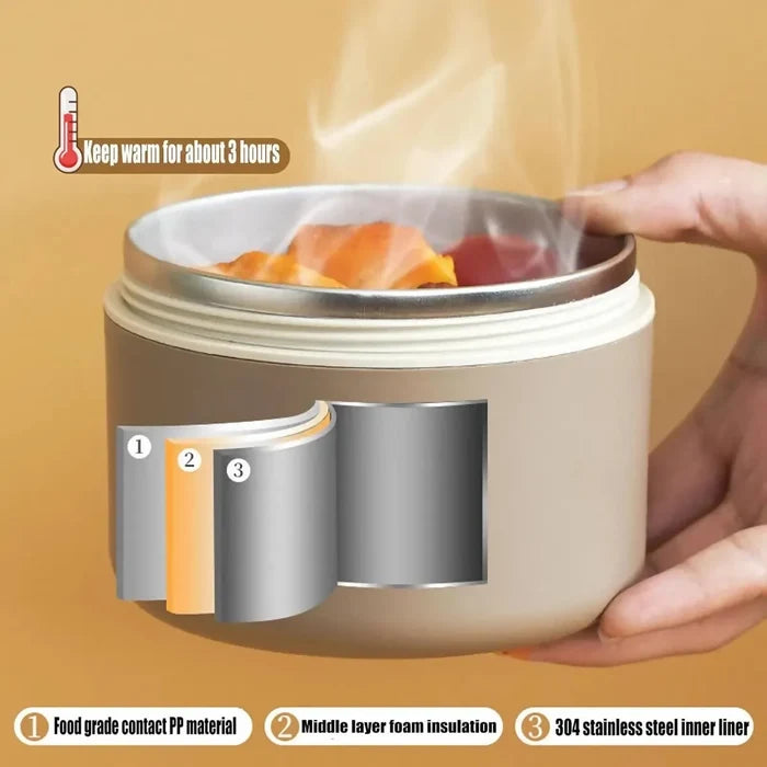 LONCHERA ACERO INOXIDABLE 4 RECIPIENTES ESTUCHE PREMIUM