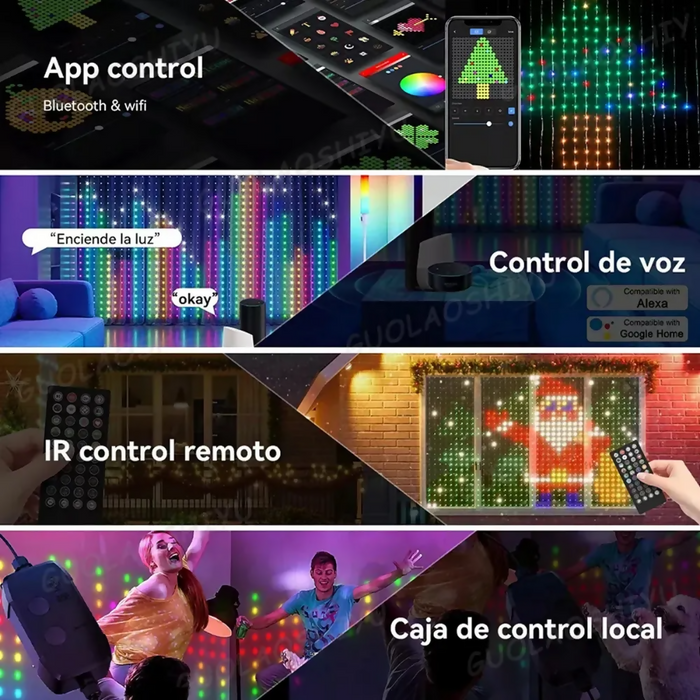 LUZ NAVIDAD CORTINA LED INTELIGENTE ALEXA CONTROL REMOTO 1