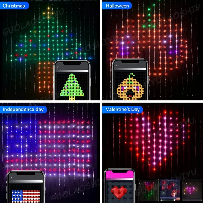 LUZ NAVIDAD CORTINA LED INTELIGENTE ALEXA CONTROL REMOTO 1