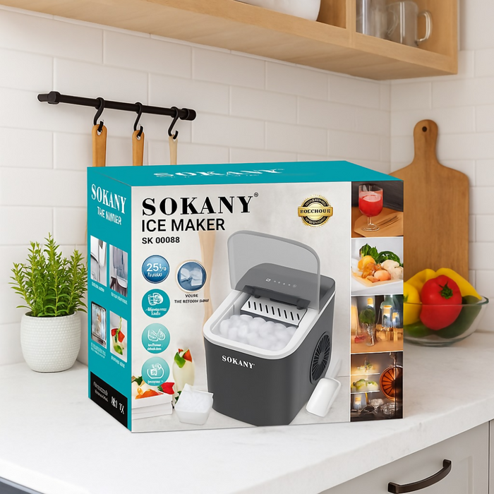 MÁQUINA DE HIELO PORTÁTIL CUBITOS, HASTA 26LBS SOKANY