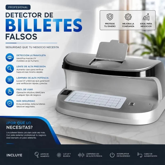 MÁQUINA DETECTOR DE BILLETES FALSOS UV CON LUZ ULTRAVIOLETA ALTA PRECISIÓN