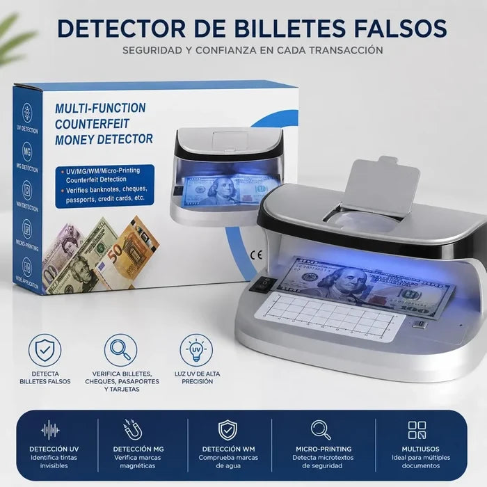 MÁQUINA DETECTOR DE BILLETES FALSOS UV CON LUZ ULTRAVIOLETA ALTA PRECISIÓN