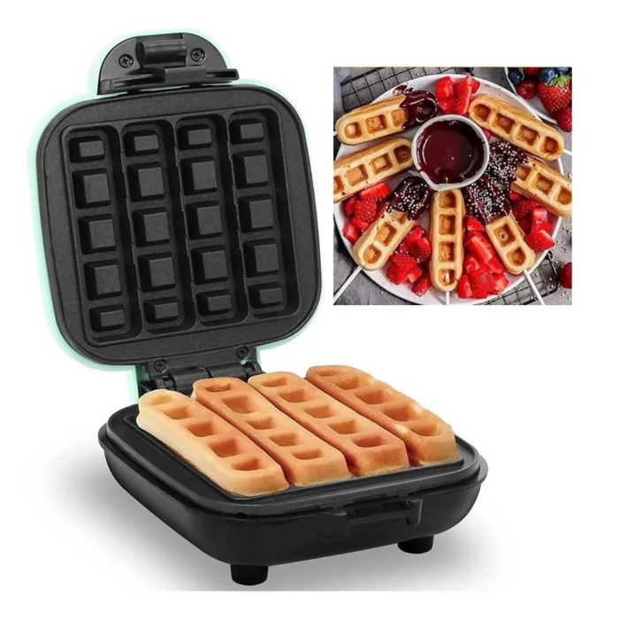 MAQUINA MINI WAFLERA FIGURAS PALITOS ANTIADHERENTE 420W