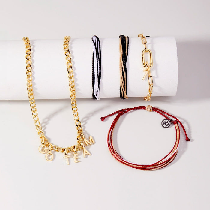 Maroon, Tan & White Bracelet