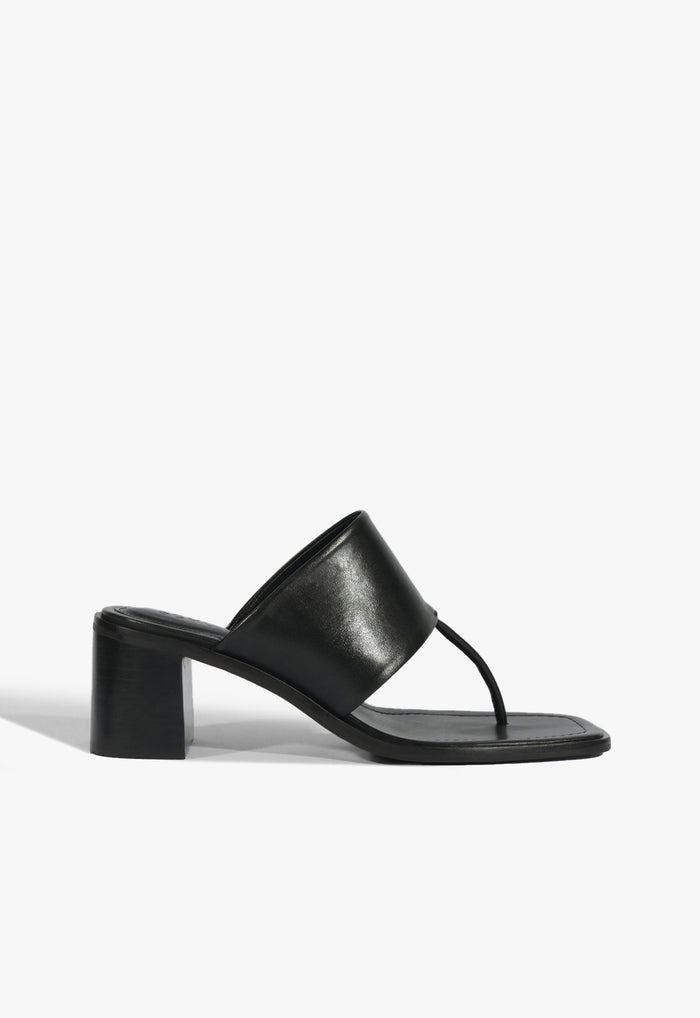 Martha Block Leather Sandal 5 Black Leather - Schutz Shoes