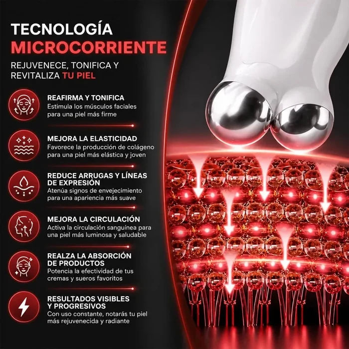 MASAJEADOR FACIAL CON TECNOLOGÍA EMS ANTIARRUGAS Y COLÁGENO