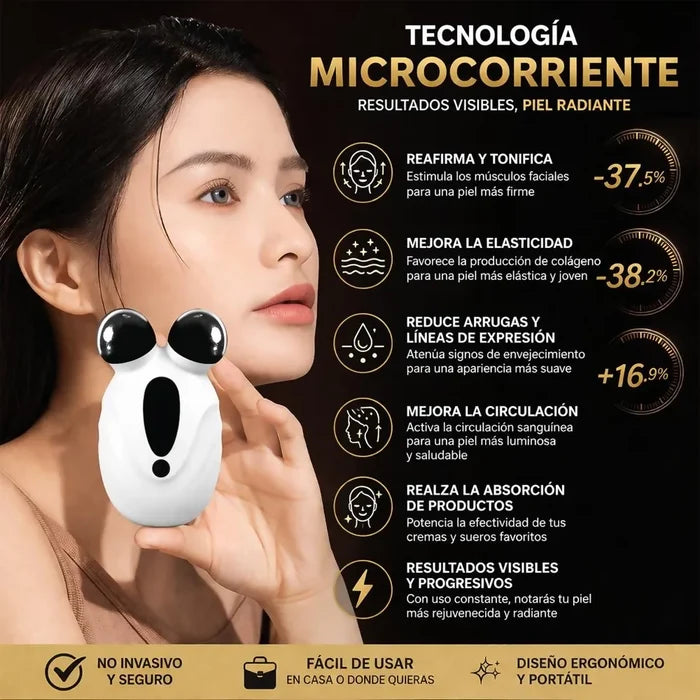 MASAJEADOR FACIAL CON TECNOLOGÍA EMS ANTIARRUGAS Y COLÁGENO