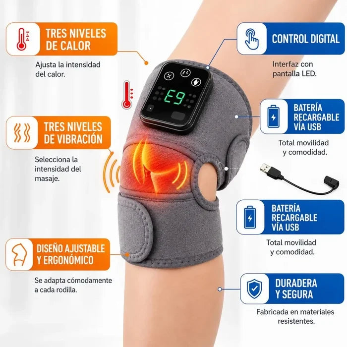 MASAJEADOR MULTIFUNCIONAL ELÉCTRICO 3 EN 1 DE RODILLA CODO Y HOMBRO CON CALOR Y VIBRACIÓN