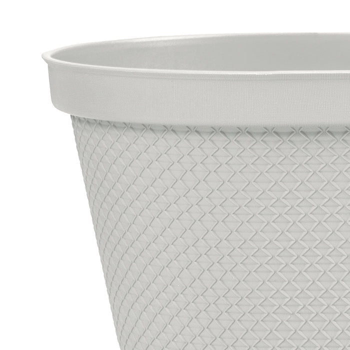Matera Ovalada Rafia 40 Cm con Plato Gris Hielo