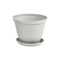 Matera Redonda Rafia 25 Cm con Plato Gris Hielo