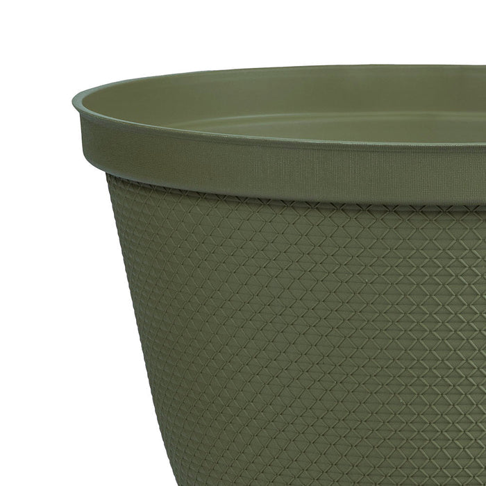 Matera Redonda Rafia 25 Cm con Plato Verde Musgo