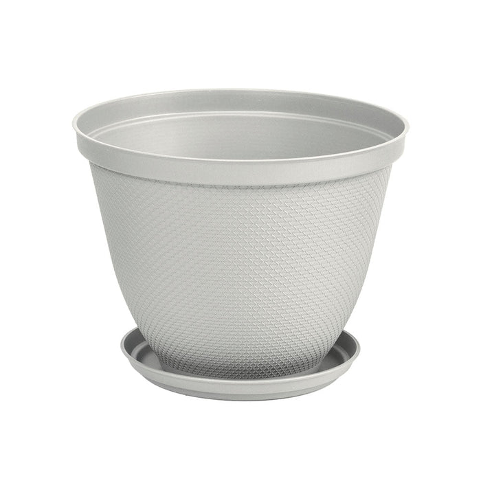 Matera Redonda Rafia 30 Cm con Plato Gris Hielo