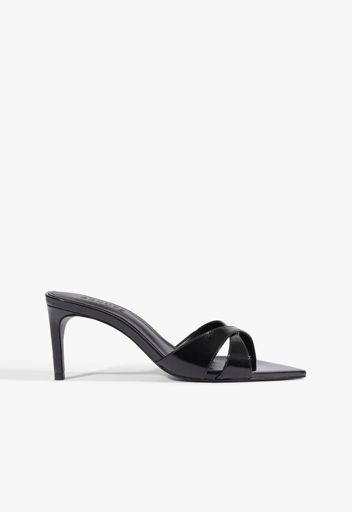 Maxie Mule Mid Leather Sandal 5 Black Leather - Schutz Shoes