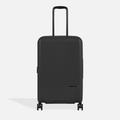 A Sherpani Meridian Black Checked-Luggage, front view showing handle and zipper extender on white backdrop.   #color_black