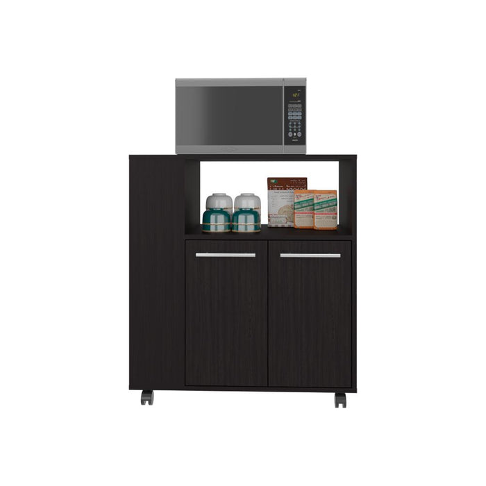 MESA AUXILIAR DE COCINA ELDON, WENGUE, CON RODACHINA Y RODACHINA DE FRENO ZF
