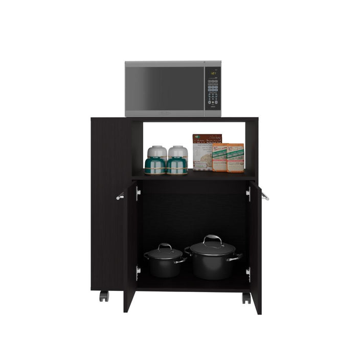 MESA AUXILIAR DE COCINA ELDON, WENGUE, CON RODACHINA Y RODACHINA DE FRENO ZF