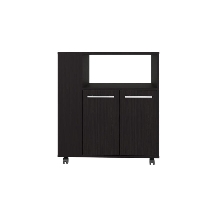 MESA AUXILIAR DE COCINA ELDON, WENGUE, CON RODACHINA Y RODACHINA DE FRENO ZF