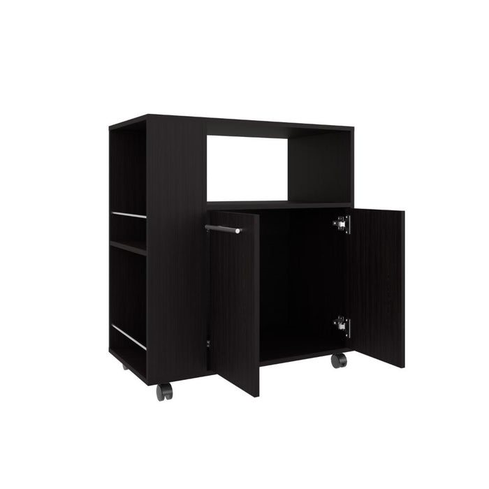 MESA AUXILIAR DE COCINA ELDON, WENGUE, CON RODACHINA Y RODACHINA DE FRENO ZF