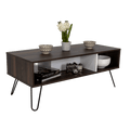 MESA DE CENTRO LARA, CAOBA Y BLANCO, CON AMPLIO ESPACIO Y PATAS DE ACERO