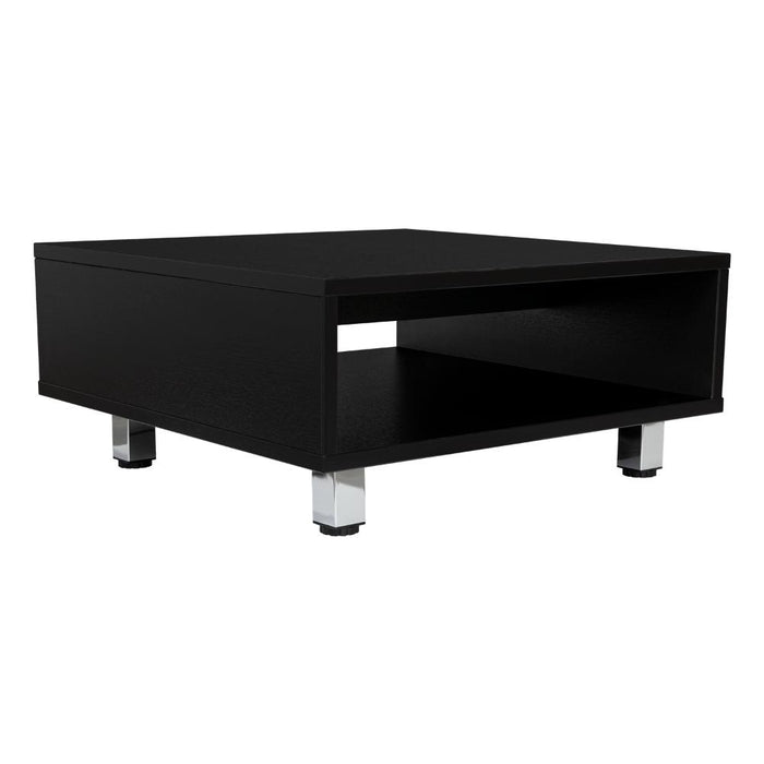 MESA DE CENTRO PITY, WENGUE, CON PATAS EN ACERO CROMADO