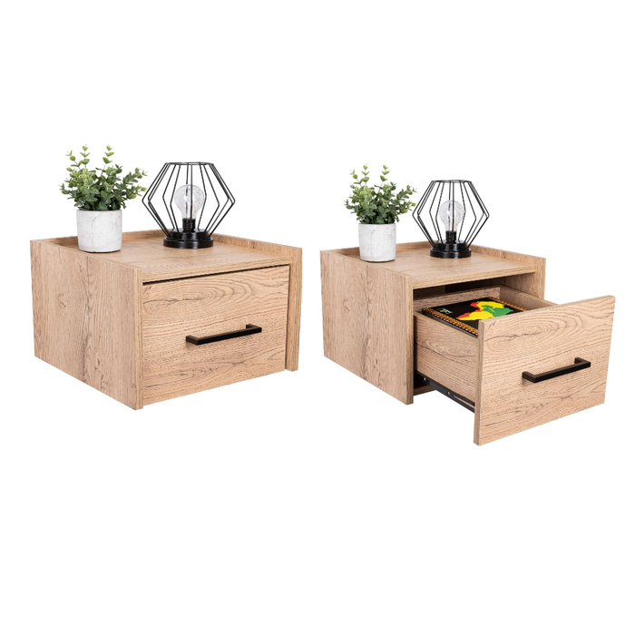 MESA DE NOCHE FLOTANTE BOA, MACADAMIA, CON ESPACIO PARA COLOCAR OBJETOS DECORATIVOS ZF X2