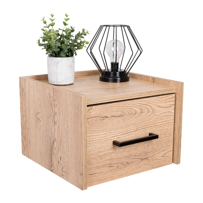 MESA DE NOCHE FLOTANTE BOA, MACADAMIA, CON ESPACIO PARA COLOCAR OBJETOS DECORATIVOS ZF X2
