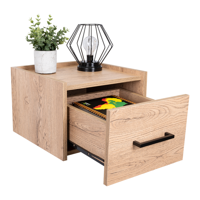 MESA DE NOCHE FLOTANTE BOA, MACADAMIA, CON ESPACIO PARA COLOCAR OBJETOS DECORATIVOS ZF X2