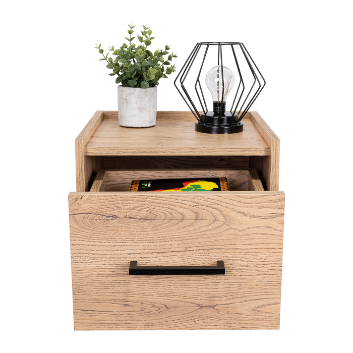 MESA DE NOCHE FLOTANTE BOA, MACADAMIA, CON ESPACIO PARA COLOCAR OBJETOS DECORATIVOS ZF X2