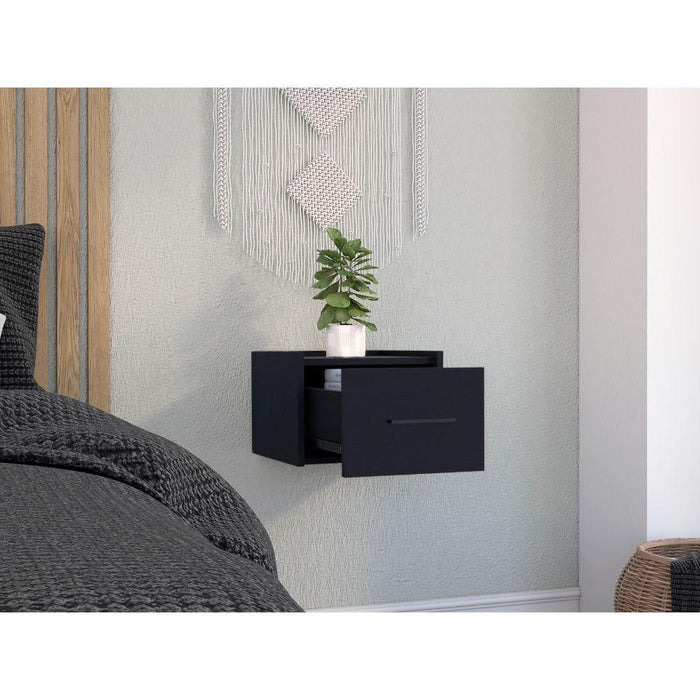 MESA DE NOCHE FLOTANTE BOA, WENGUE, CON ESPACIO PARA COLOCAR OBJETOS DECORATIVOS ZF