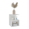 Mesa de Noche Ocaso, Blanco, Con variedad de entrepaños para ubicar objetos, diseño moderno ZF