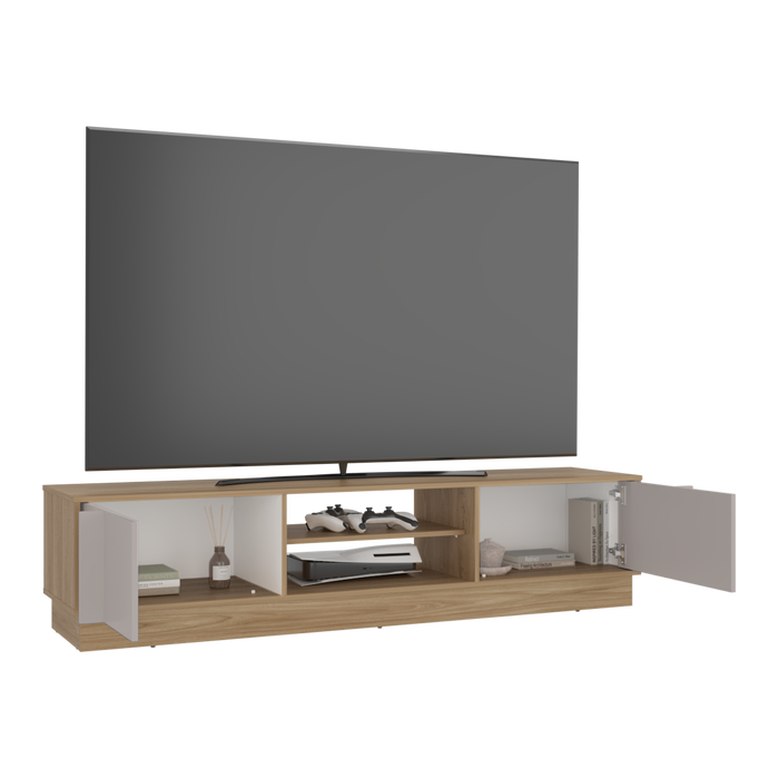Mesa Para Tv Caobe, Fresno Europeo y Capri, Para Televisor de Hasta 75 Pulgadas con cuatro puertas