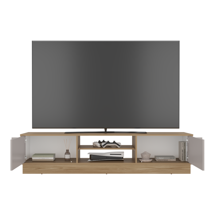 Mesa Para Tv Caobe, Fresno Europeo y Capri, Para Televisor de Hasta 75 Pulgadas con cuatro puertas