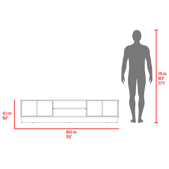 Mesa Para Tv Caobe, Fresno Europeo y Capri, Para Televisor de Hasta 75 Pulgadas con cuatro puertas